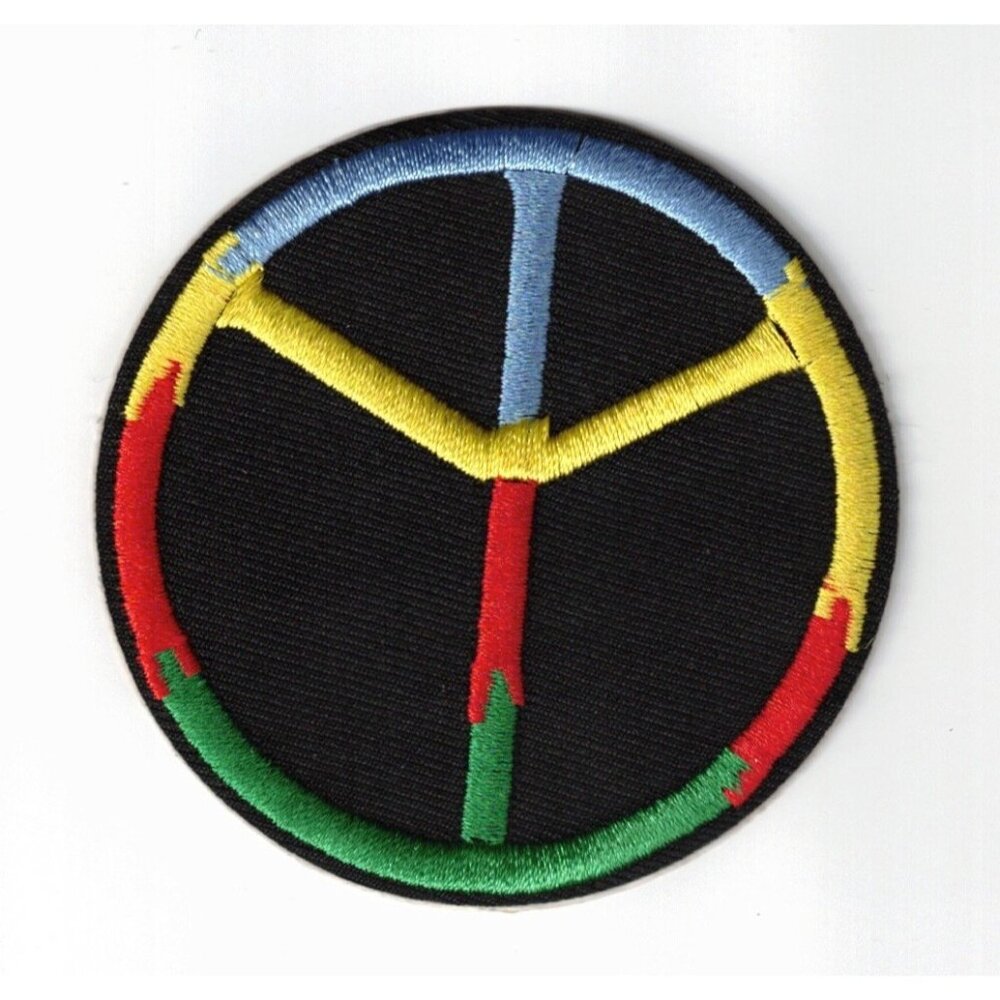 Rainbow Peace Sign 3in Embroidered Iron-on Patch